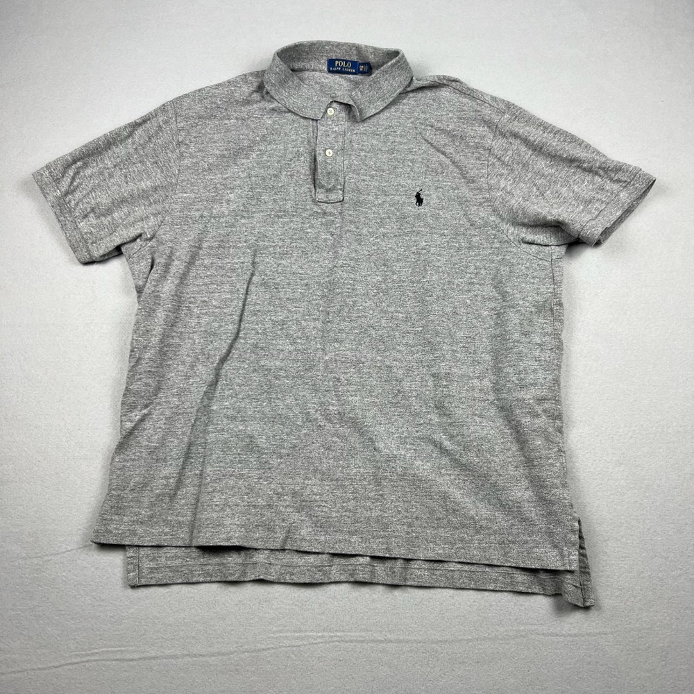 Polo Ralph Lauren Mens 2XB Grey Solid Short Sleeve Classic Fit Shirt Pony Logo